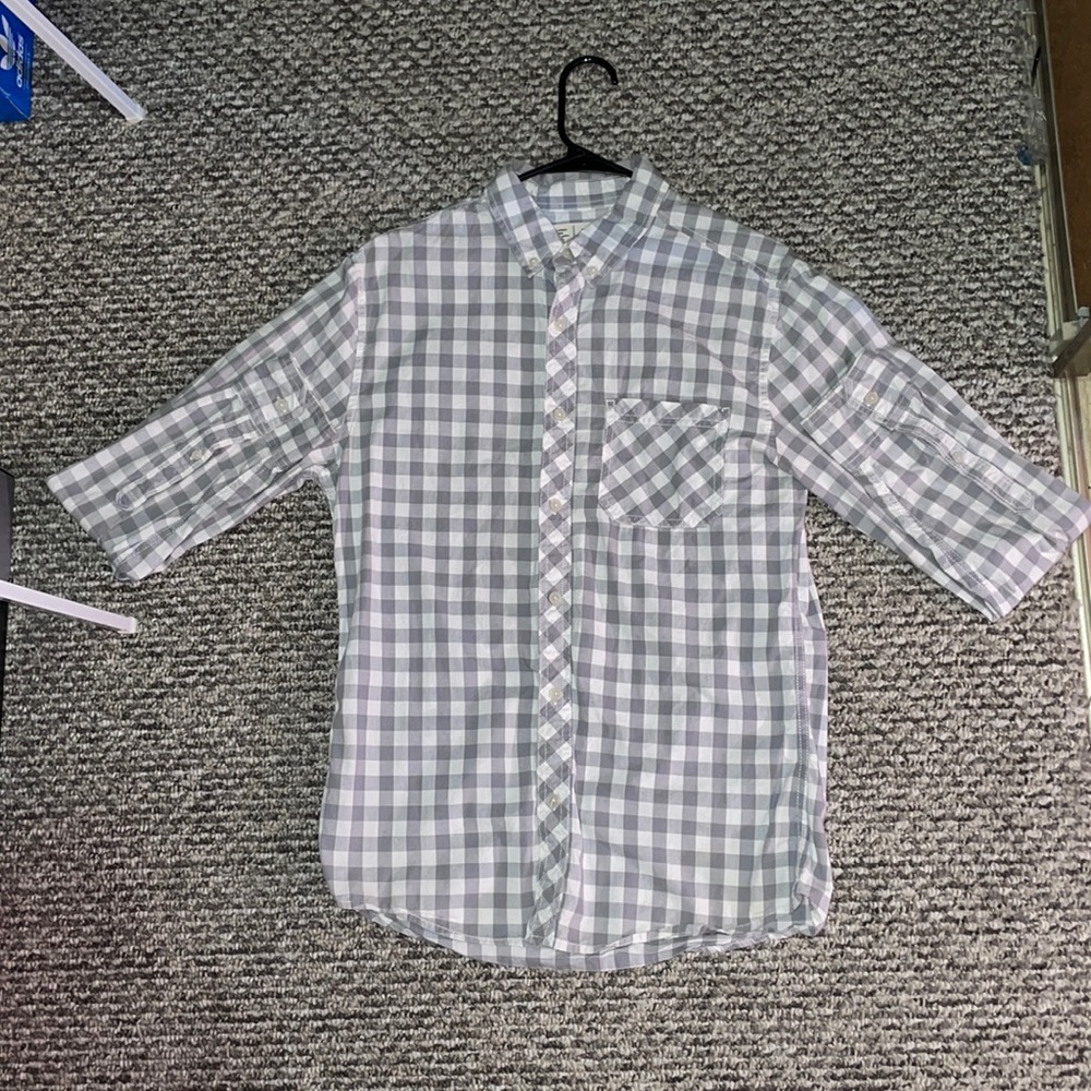 Urban Pipeline - S Men’s Long Sleeved Button Up - Gray & White Checkered